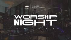 the words worship night are displayed in front of a group of people