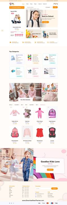 an image of a child's clothing store page with many different items on it