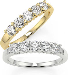 5 Stone Diamond Eternity Ring - 0.50ct H-I1, Yellow/White Gold Claw Set Women's Band - Natural Rare Diamonds, Hallmarked Solid Gold Rare Diamonds, Stunning Diamond Rings, Diamond Eternity Ring, Yellow Gold Diamond Ring, Eternity Ring Diamond, Diamond Eternity