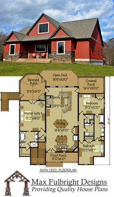 the floor plan for a two story house with lofts and an attached garage area