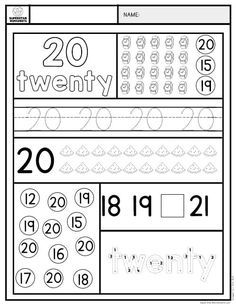 the printable worksheet for counting twenty and twenty