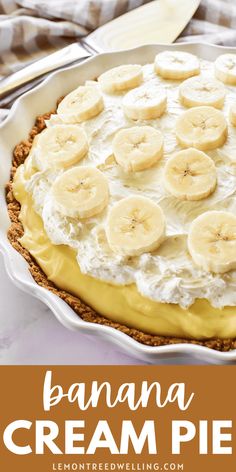 a banana cream pie is shown with the title above it