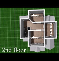 the floor plan for an apartment with two beds and one bedroom in each room, which is