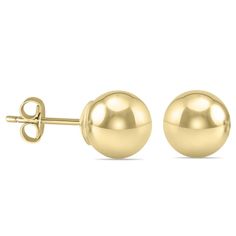 A beautiful pair of 14K gold filled ball earrings measuring 7mm in diameter.  A great pair of everyday wear gold ball earrings.  The earrings secure on push back posts.  Simple, clean and classic!Gold filled jewelry consists of a layer of gold bonded to the underlying base metal. Unlike gold plating, gold filled jewelry is crafted with gold that constitutes at least 5% of the total item weight and will not fade or tarnish like plated jewelry often can. It can withstand heat and water over time. Classic Gold Earrings With Round Beads, Gold Ball Earrings, Gold Bond, Ball Earrings, Classic Gold, Gold Filled Jewelry, Jewelry Plate, Base Metal, Gold Plating