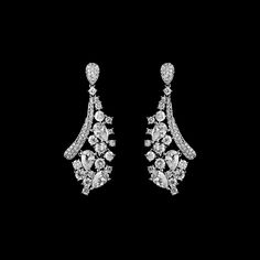 CZ Crystal Silver Plated Wedding and Formal Drop Earrings Drop Bridal Earrings, Quinceanera Tiaras, Formal Earrings, Bridal Earrings Drop, Pierced Earrings, Cz Stone, Bridal Earrings, Chandelier Earrings, Earings Piercings