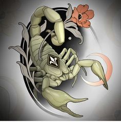 an image of a scorpion with flowers on it's back and the letter z