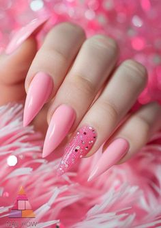 The Ultimate Guide to Pink Nails: From Ombre to Gem-Encrusted Elegance 18 Almond Nails Accent Nail, Almond Nails Pink Glitter, October Pink Nails, Accent Nail Ideas Ring Finger, Pink Nails Acrylic Almond, Pink Nails With Glitter Accent, Chic Almond Nails, Glitter Nail Ideas, Pink Sparkle Nails