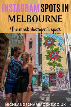 two people standing next to each other with the words instagram spots in melbourne