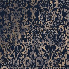 an intricately designed blue and gold fabric