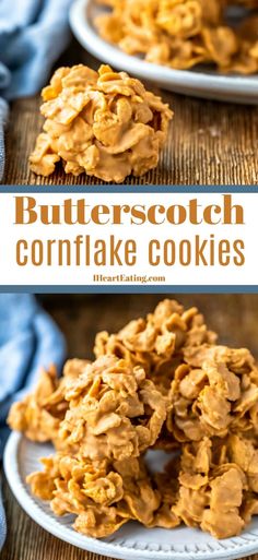 butterscotch cornflake cookies on a white plate