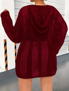 Plus Size Women's Solid Color Simple Everyday Sweater Burgundy Casual  Long Sleeve Knitwear Plain,All Over Print,Textured Pattern Pullovers Slight Stretch  Women Plus Clothing, size features are:Bust: ,Length: ,Sleeve Length: White Knit Top, Everyday Sweater, Plus Size Sweater, Plus Size Pullover, Loose Knit Sweaters, Burgundy Sweater, Plus Size Sweaters, Casual Stripes, Black Party