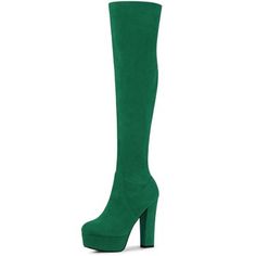 With a classic platform high heel, these thigh-high boots are must-have staples for followers of fashion.  The slight stretch suede vamp is smooth to the touch and comfortable to wrap.  Over the Knee High Boots; Side Zipper Closure; Block  High Heel; Comfortable Platform ; Vamp: Faux Suede; Outsole: Rubber; Heel: ABS; Heel Height: 5 1/8 inches; Platform Height: 1 4/7 inches. Knee-high Suede Platform Boots For Party, Suede Knee-high Platform Boots For Party, Fitted Knee-high Suede Platform Boots, Fitted Suede Platform Boots For Party, High Boots For Women, Dr Shoes, Closed Toe Shoes, Fame Dr, Platform Heels Chunky