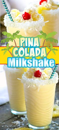 pine colada milkshake with fruit on top