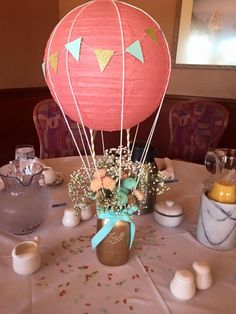 a hot air balloon sitting on top of a table