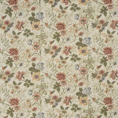 an old fashioned wallpaper with flowers and leaves on the side, all in different colors