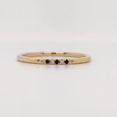 Bands-All Natural Earth Mined Blue Sapphire and Diamond Band in Solid 14k Yellow Gold | Straight Band | Stackable | September Birthstone | Sizable - NNJGemstones Sapphire And Diamond Band, Birthday Date, Designer Silver Jewellery, Semi Mount Ring, Night Christmas, Jewelry Showcases, September Birthstone, Natural Earth, Diamond Band