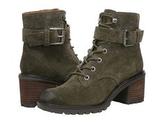 ZODIAC Gemma - Women's Boots : Dark Olive : Ace the fashionable look! These Zodiac Gemma lace-Up Boots offer a rugged and fierce style with a minimal design. Genuine leather upper. Soft synthetic lining. Comfort foam footbed. Measurements: Heel Height: 2.25, Boot Shaft Height: 4.84, Shaft Circumference: 9.84, Single Shoe Weight: 3.40 lb. Buckle and strap detailing. Closed toe and arch heel. Ankle-length construction. Pull-on style. Synthetic rubber outsole. Imported. Weight of footwear is based Adjustable Leather Boots With Round Toe, Casual Leather Lace-up Boots With Buckle Closure, Spring Leather Boots With Front Lace-up Fastening, Spring Leather Boots With Lacing, Casual Leather Lace-up Boots With Stacked Heel, Casual Ankle-high Lace-up Boots With Buckle, Casual Ankle-high Lace-up Boots With Buckle Closure, Casual Lace-up Ankle-high Boots With Buckle Closure, Outdoor Lace-up Boots With Buckle Closure