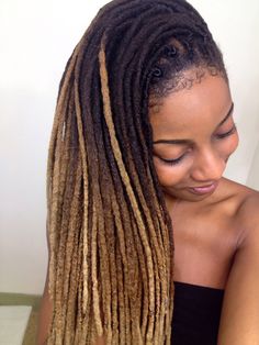 her locs Dark Ombre Hair, Blonde Dreadlocks, Loc Hairstyles, Locs Hairstyles, Faux Locs