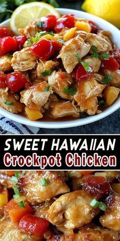 this sweet and sour hawaiian crockpot chicken recipe is the perfect way to use up those leftovers