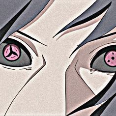 an animated image of a woman's face with pink eyes