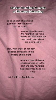 a poem written in black ink on a pink sheet with the words random things to make up life more interesting