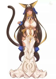 an anime character with long hair and horns