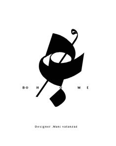 a black and white logo with the words, boh mee designer, miami