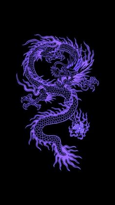 a purple dragon on a black background