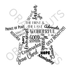 a star shaped word cloud with words written in the shape of it, and an image of