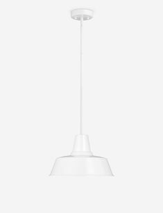 a white light hanging from a ceiling fixture