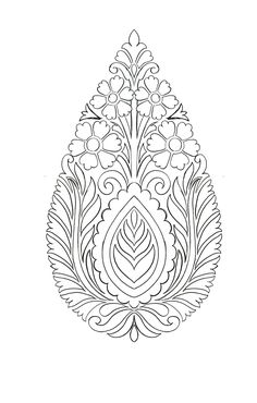 an intricately designed design in the shape of a tear shaped flower, with leaves and flowers