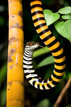 Black yellow snake or cobra animals reptiles in amazon jungle hanging on a tree with a tongue Amazon Jungle Animals, Rainforest Snakes, Rainforest Insects, Black And Yellow Snake, Amazon Rainforest Animals, Vbs Jungle, Surface Ornamentation, Textiles Gcse, Amazon Animals