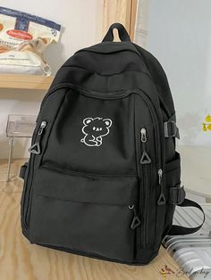 Bird in Bag - Graphic Classic Backpack Aesthetic Black School Bag, Cute Backpacks Black, Aesthetic School Bags, Aesthetic Bags For School, Cute Black Backpack, Girly Backpacks, Backpack Aesthetic, Black School Bags