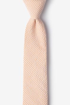 Orange Chamberlain Check Skinny Tie White Summer Tie, Casual Summer Ties, White Cotton Ties For Summer, White Cotton Summer Ties, Pale Orange, Orange Tie, Summer Suits, Pink Ties, White Plaid