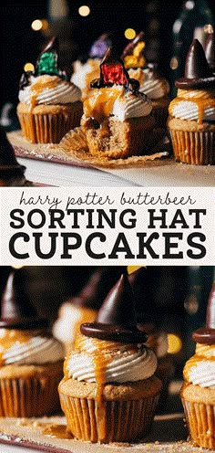 harry potter butterbeer sorting hat cupcakes are the perfect treat for halloween