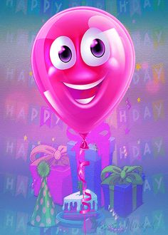 a happy birthday balloon with gifts around it