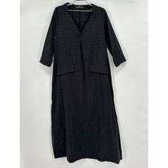 Pomander Place By Tuckernuck Women's Carolina Caftan Color: Black Size: Xs Retail: $98 Condition: New Without Tags V-Neckline Three-Quarter Length Sleeves Windowpane Details Faux Pockets Slits At Hem Maxi Length A-Line Silhouette19" Pit-To-Pit51" Length Long Black Daywear Dress, Black Long Daywear Dresses, Casual Black Kurta For Summer, Long Black Kaftan For Spring, Chic Black Long Sleeve Kaftan, Casual Black Maxi Kaftan, Black V-neck Casual Kaftan, Black Casual V-neck Kaftan, Black Long Sleeve Kurta For Spring