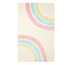 Rainbows Rug, 5x8', White Multi | Pottery Barn Kids Latex Allergy, Rainbow Rug, Mattress Pads, Nursery Rugs, Pastel Rainbow, West Elm, Pottery Barn Kids, Interior Design Services, Rug Cleaning