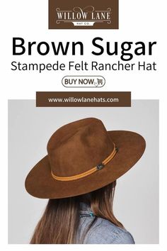 Whether you’re facing new adventures or going about your daily activities, you need the perfect hat. The Brown Rancher, by Stampede, is a great companion. It’s made of fine wool felt and a braided leather hatband embellished with concho accents. A pinch front crown is surrounded by a stiff brim that provides ample sun coverage. It’s the hat that helps you create a timeless look no matter the occasion. #rancherhat #rancherfedorahatoutfit #cowboyhatsforwomen #memorial Hat Outfits Summer, Fedora Hat Outfits, Womens Western Fashion