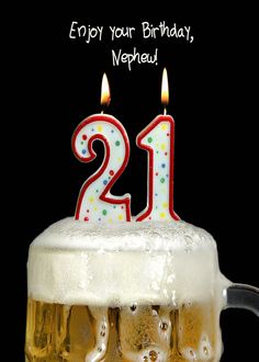 Nephew&rsquo;s birthday candles for 21st birthday in a mug of beer on black card 21st Birthday Candles, Beer Birthday Party, Aunts Birthday, Beer Card, Mug Of Beer, Birthday Party Drinks, 21st Bday Ideas