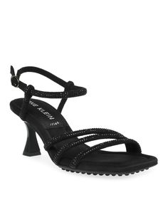 in stock Crystal Dress, Sandal Online, Square Toe Heels, Dress Sandals, Black Crystals, Anne Klein, Pump Shoes, Black Sandals, Ankle Strap