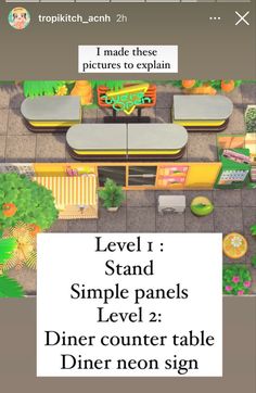 an image of a computer screen with the text level 1 simple panels level 2 diner counter table