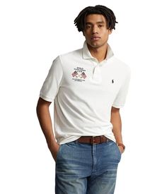 Featuring rib-knit armbands, the Polo Ralph Lauren® Classic Fit Embroidered Mesh Polo Shirt is ideal wear to run everyday errands smoothly with the ventilating presence of embroidered eyelets at the underarms..Regular fit..Spread collar and short sleeves..Two-button front closure..Embroidered logo along the chest..Split hem..100% cotton..Machine wash, tumble dry..Imported. Polo Outfit, Embroidered Polo Shirts, Polo Shirt White, Split Hem, Polo Ralph Lauren Mens, Short Sleeve Polo, Everyday Wardrobe, Polo Shirts, Men's Polo