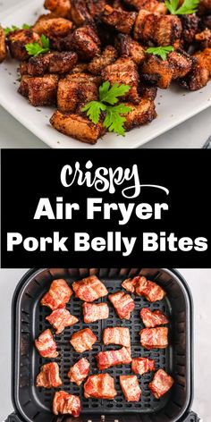 crispy air fryer pork belly bites on the grill