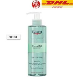 Eucerin PRO ACNE Solution Cleansing Gel 200ml Soap- and fragrance-free, Eucerin ProACNE Solution Cleansing Gel is a non-comedogenic daily face wash for blemish- and acne-prone skin. With 6% Ampho-Tensides, it cleanses skin gently but effectively removing dirt, make-up and any excess sebum. Thanks to its antibacterial properties, the gel eliminates skin bacteria and prevents bacterial growth. The cleansing gel can be used alongside medical acne treatment and during pregnancy.  Direction for use Daily Face Wash, Acne Oil, Acne Solutions, Skin Care Cleanser, Cleansing Gel, Cleanser And Toner, Fragrance Free, Oil Control Products, Acne Prone Skin