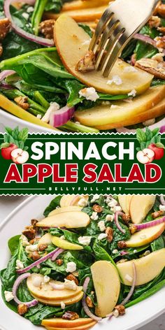 With tangy goat cheese, sweet apples, and crunchy candied pecans, this Spinach Apple Salad is the perfect salad for fall and winter. It’s quick and easy to prepare and so lovely on its own for a light lunch or as a side to dinner. Great for a family meal, but also for special occasions and guests! Pear Spinach Salad, Ginger Vinaigrette, Gluten Free Fall Recipes, Salad Taco, Salad Macaroni, Salad Kale, Fall Salad, Vinaigrette Salad, Pear Salad