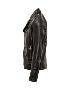 Leather jacket. Zipper closure. Zippered pockets. Pocket detail. Insignia detail at shoulders. Zippers on wrists.Composition: Outside:, 100% Leather Lining:, 100% Viscose Formal Fall Biker Outerwear, Winter Leather Jacket With Metal Zipper For Work, Formal Leather Jacket With Zipper Closure, Classic Leather Jacket With Asymmetrical Zip, Classic Leather Jacket With Zipper For Fall, Fall Leather Biker Jacket With Ykk Zipper, Luxury Leather Jacket With Zipper For Fall, Leather Jacket With Asymmetrical Zip And Zipper Closure, Classic Leather Jacket With Zipper For Work