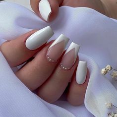 Formal Nails, Nagel Tips, Blush Nails, Makijaż Smokey Eye, White Nail Designs, Bride Nails