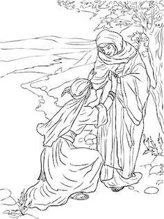 an image of jesus and mary in the wilderness coloring page for adults with pictures to color