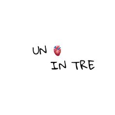 the words un in tree are written with black ink on a white background and an image of a heart